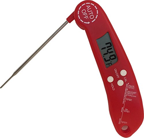Kitchen Food Thermometer, Foldable Stainless Probe for Meat, Milk and Bath Water, LCD Screen Digital Instant Read for Outdoor BBQ, Grill, Smoker, Cooking,-58~572 -50~300(Red)