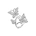 Bella Lotus Delicate Butterflies 18k White Gold Plated CZ Diamond Women Party Rings, Size 8