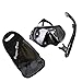 Adults Scuba Diving Mask Snorkeling Package Set Dry top Snorkel Purge Valve with Silicone Mouth Piece, Tempered Glass Lens Freediving Mask Anti-Fog No Leak Watertight,Black - Gear Bag Included