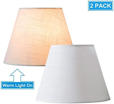Lifeholder Lamp Shade Mini 2 Pack, Small Table and Desk Lamp Shade, White Linen Fabric Lampshade Set for Mini Lighting Fixture