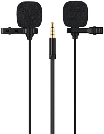Professional Lavalier Microphone, Ashinas Dual Head Professional Condenser Lavalier Lapel Mic With 1 Adapter for Apple Products iPhone and Android Smartphone, iPad, iPod Touch,Macbook,Youtube,Video