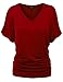 Made By Johnny MBJ WT1037 V Neck Short Sleeve Dolman Top with Side Shirring XXXL Wine