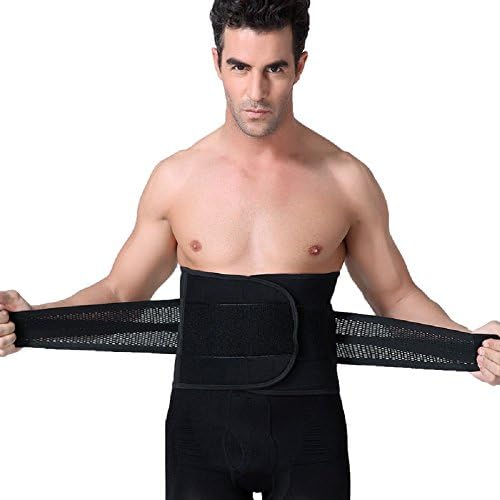 Abdomen Shaper Tummy Trimmer Cincher Girdle Slimming Belt Mens Belly Waist trainer corsets Burn Fat for Men (L, Black)