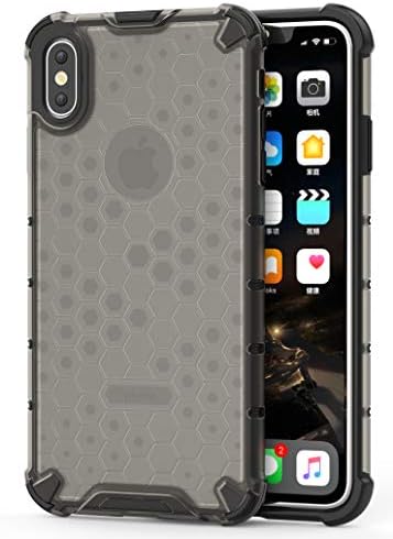 Zivite Transparent Honeycomb Hybrid Hard PC + TPU Bumper Impact Resistant Protective Cover/Case for Apple iPhone Xs Max - Clear Black