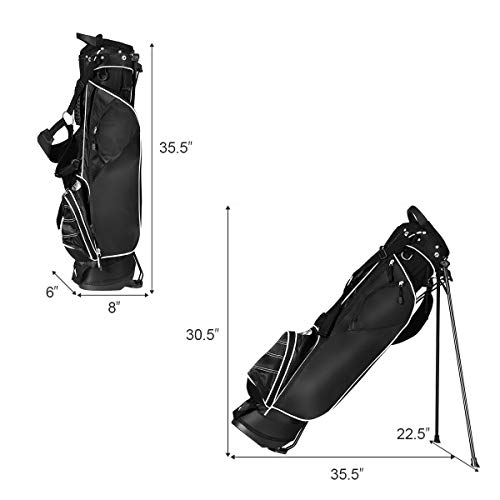 Tangkula Golf Stand Bag, Lightweight Organized Sunday Bag Easy Carry Shoulder Bag with 3 Way Dividers and 4 Pockets, Black Tangkula Golf Stand Bag, Lightweight Organized Sunday Bag Easy Carry Shoulder Bag with 3 Way Dividers and 4 Pockets, Black