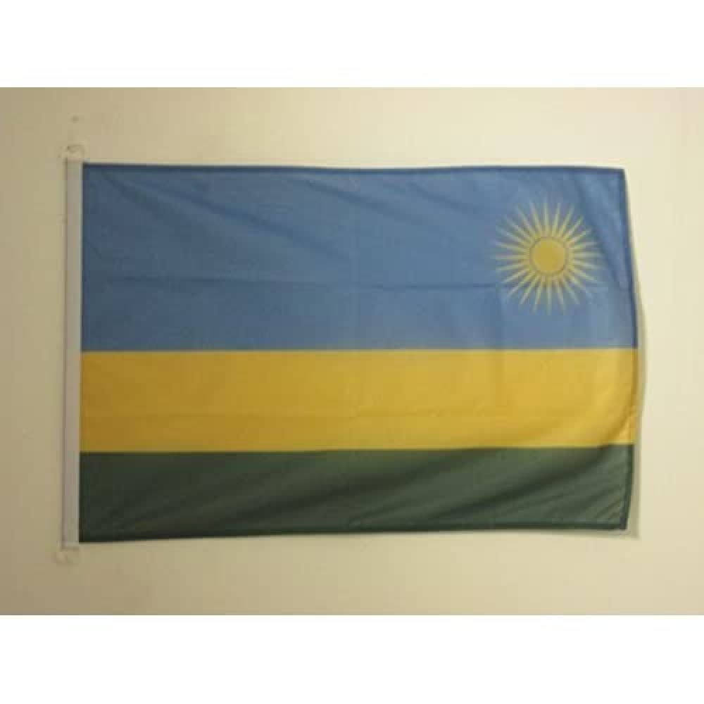 AZ FLAG - Rwanda Flag - 2x3 Ft - For Outdoor - Rwandese Banner Knitted Polyester with Two Plastic Rings - Fade Resistant - Vivid Colors - 2' x 3' Feet - 90x60 Cm