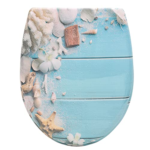 WOLTU Toilettendeckel mit Absenkautomatik Klodeckel WC Sitz Softclose Klobrille mit Quick Release Funktion Duroplast Oval einfache Montage Strandholz