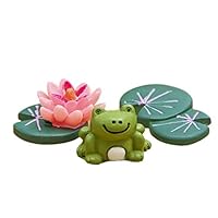 hwangli 3Pcs/Set Frog Lotus Leaf Miniature Landscape Decor Bonsai Crafts Ornament