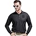 FREE SOLDIER Men Shirts Long Sleeve Polo Shirt with Pocket 100% Coolmax Fabrics Breathable Shirt (Black,XL)