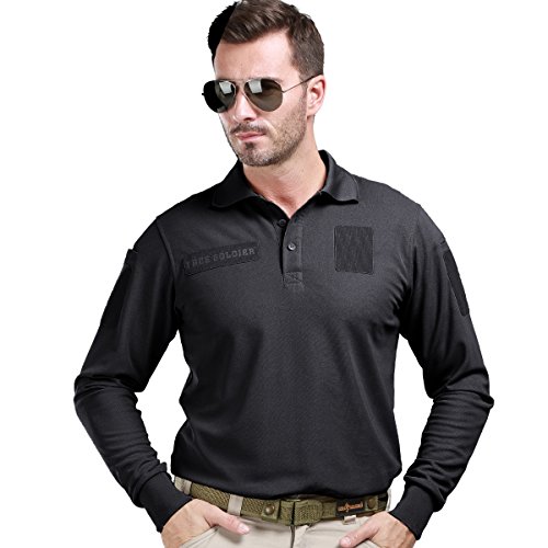 Free soldier men shirts long sleeve polo shirt with pocket 100% c…