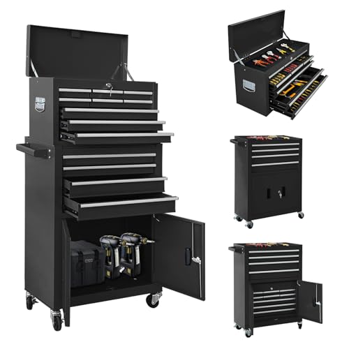 13-Drawer Double Door Rolling Tool Chest, 2 in 1 Detachable Tool Chest,Tool