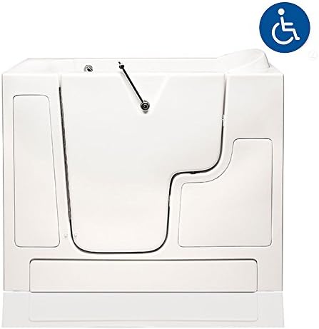 American Tubs LOVE3052W 30" x 52" Air Massage Wheelchair Accessible Soaker Walk-in Bathtub - Left Drain (White)