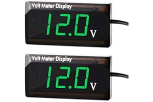 FRIENDA 2 Pieces DC 4 to 28V Car Digital Voltmeter 12V Voltage Meter Car Audio Gauge LED Display 12V Waterproof Voltage Gauge Meter for Motorcycle(Green Light)