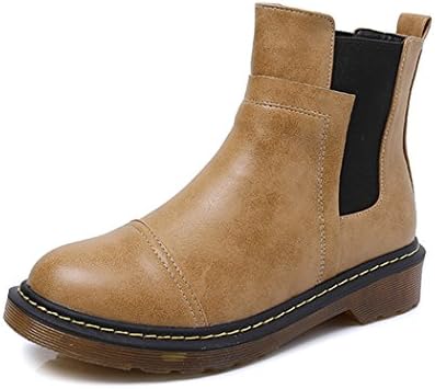Womens Classic Elastic Side Panel Ankle Riding Bootie Shoes, Stylish Waterproof Chelsea Short Boots for Women US B(M) 7.5 Yellow
