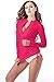 Micosuza Sun Protection Women's Basic Skins Long-Sleeve Rashguard Top, Rosered, L for Chest 38