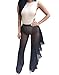Doqcey Women's See Through Sheer Mesh Ruffle Swimsuit Beach Cover up Pant (Tag L, Black)