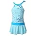 Chrysea Girls Glittery Floral Print One Piece Swimsuit