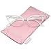 zeroUV Blue Light Blocking Vintage Cat Eye Glasses for Women UV400 Embellished with Rhinestones, 50s Rockabilly Accessories 51mm (White/Clear)