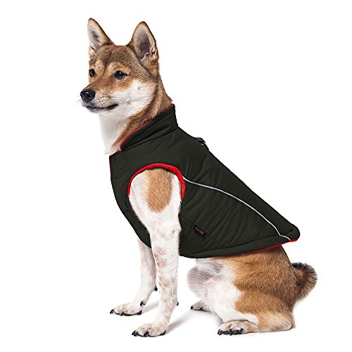 Gooby Cold Weather Fleece Lined Sports Dog Vest with Reflective Lining, Large, Black