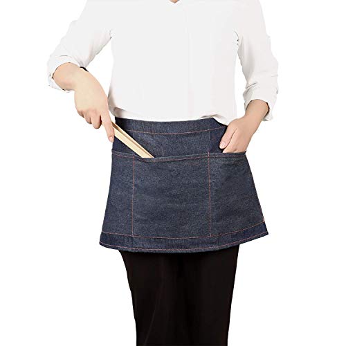 NA 100% Baumwolle VEIKERY 5 Sets (30,5 x 66 cm) Kellner-Schürze mit 3 Taschen für Damen und Herren, halbe Schürze…