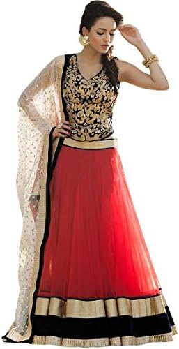 FABBOOM RED NET DESIGNER LEHENGA CHOLI
