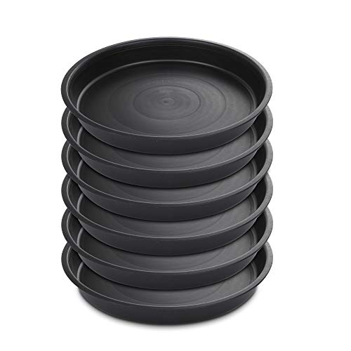 GROWNEER 12 Packs 10 Inches Plant Saucer Drip Trays, Round Plastic Plant Pot Saucers Flower Pot Set for Indoor Outdoor Garden, Black