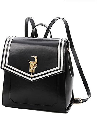 Youngmars PU Leather Sailor Moon Magic wand Sailor suit Preppy Style Backpack (Black)