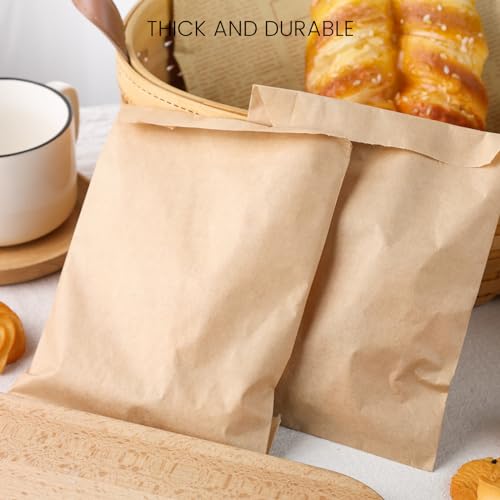 JOHOUSE 120PCS Flat Paper Bags, 5 x 7 Inch Kraft Paper Bags Snack Bags Cookie Bags Popcorn Bags for Sales Treats Parties