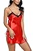 Avidlove Women Sexy Lingerie Satin Nightgown Chemises Slip Sleepwear Red M