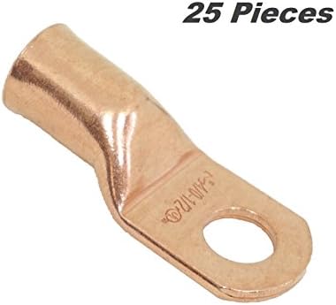 Selterm 25 Pack 1 Ga. 3/8" Stud UL Heavy Duty Lugs Battery Cable Bare Copper Eyelet Lug