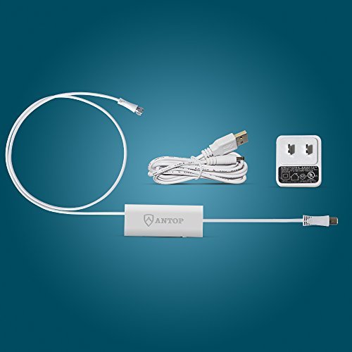 ANTOP ANTENNA ANTV601W Smartpass Amplifier TV Signal Booster with High Gain & Low Noise & Built-in 4G LTE Filter -3ft and 0.3ft Coaxial Cables, USB Power Adapter and 5ft USB Cable Included