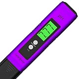 Digital pH Meter - Pocket SIZE - pH Pen Tests Household Drinking Water, Aquarium, Swimming Pools, Hydroponics, Water Quality, with ATC, 0-14 pH Measuring Range with 6x pH Buffer Powders. Purple