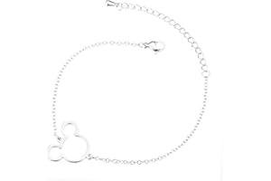 Izpack Cute Mouse Bracelets for Women Stainless Steel Silver Plated Cartoon Animal Adjustable Chain Ankle Bracelet Minimalist Christmas Jewelry Gifts
