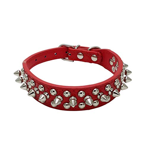 TELEYI Mushrooms Spiked Rivet Studded Adjustable Pu Leather Pet Collars for Cats Puppy Dogs