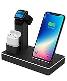 ZIKU Wireless Charger.6 in 1 Aluminum Alloy 80W 14A 5-Port USB Wireless Charging Stand Station Dock for Airpods 1/2 Apple Watch 4/3/2/1 iPhone X/XS/XR/Xs Max/8/8 Plus-Built-in Adapter(Black)