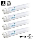 Hyperikon T8 LED Light Tube, 2ft, 10W (25W equivalent), 5000K (Crystal White Glow), Frosted Cover, Dual-end powered, Instant-On, DLC & UL-Listed - (Pack of 4)