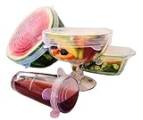 Veotore Silicone Stretch Lids, Reusable Plastic Wrap Alternative, 6-Pack Eco Friendly Food Storage Covers, Clear Color