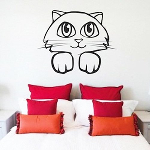 Homefulcomely PVC Wall Stickers Cute little kitty children's room nursery study reading corner home decorWallpaper61cm x 73.7cm