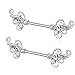 Gabry&jwl 2Pcs Vintage Flower Nipplerings 14G Stainless Steel Straight Barbell Nipple Ring Floral Filigree Inlay Cubic Zirconia Butterfly Wings Nipple Piercing for Women,Bar Lengh 14mm(Silver)