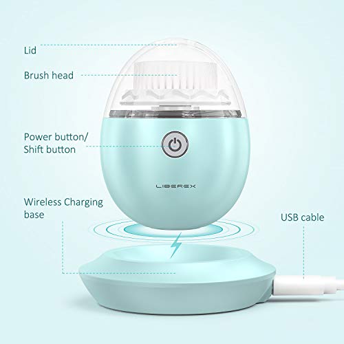 Liberex Sonic Vibrating Facial Cleansing Brush 3 Brush Heads with 3 Modes, Waterproof, Smart