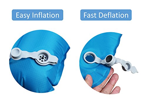 Ultralight Sleeping Pad, Inflating Camping Mattress w/Air Pump Dry Sack Bag - Compact Lightweight Camp Mat, Inflatable Backpacking Gear as Tent Pads (Teal Blue with Built-in Pillow)