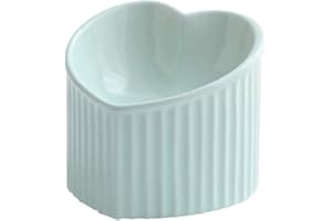 HCHLQLZ Green Ceramic Raised Cat Bowls, Tilted Elevated Food or Water Bowls, Stress Free, Backflow Prevention, Dishwasher and Microwave Safe, Lead & Cadmium Free