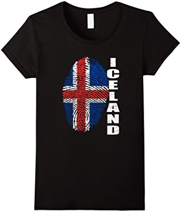 Womens Proud Iceland Flag Fingerprint Nordic Island Europe T Shirt XL Black