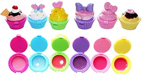 Toycamp cupcake Lip Gloss 6 Piece Girls Birthday Party Favors Easter Egg Filler Stuffer Christmas Gift FDA Approved