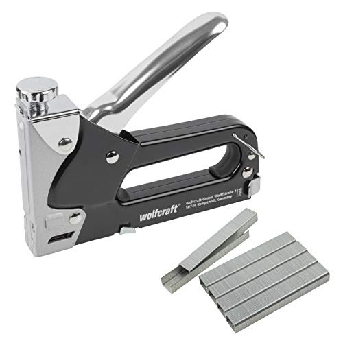 wolfcraft Tacocraft 7 Handtacker Set 7089000 / Leistungsstarker Werkzeugtacker mit regulierbarer Schusskraft inkl. 1000…