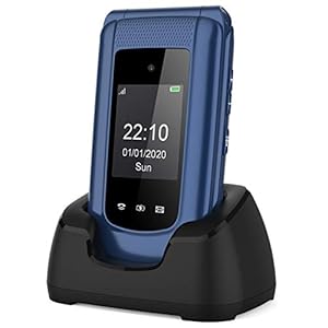 Uleway-Flip-Phone-Sim-Free-Unlocked-GSM-Big-Button-Mobile-Phone-Pay-As-You-Go-Basic-Cell-Phones-with-Dual-Display-Easy-to-Use-for-Seniors-and-Kids-2GBlue uleway Big Button Mobile Phone for Elderly, Sim Free Unlocked Senior Flip Phone, Easy to Use Basic Phones with 2.4" +1.8" IPS Screen, SOS Button, Charging Dock, 1000mAh Battery (Blue)
