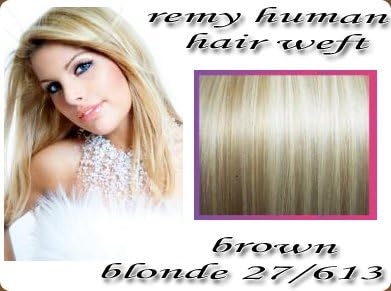 24 inch Luxury Hair Weft and Clips. Remy Human Hair Weft Brown/Blonde 27/613
