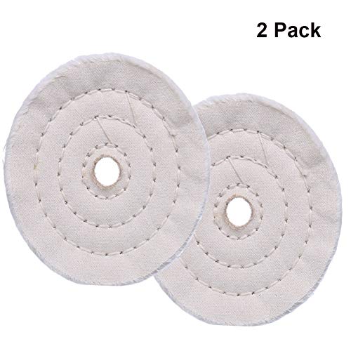 SCOTTCHEN 4 Inch White Cotton Polishing Buffing Wheels Soft 50Ply Thick With 1/2" Arbor Hole for Drills - 2Pack - Thumbnail 2