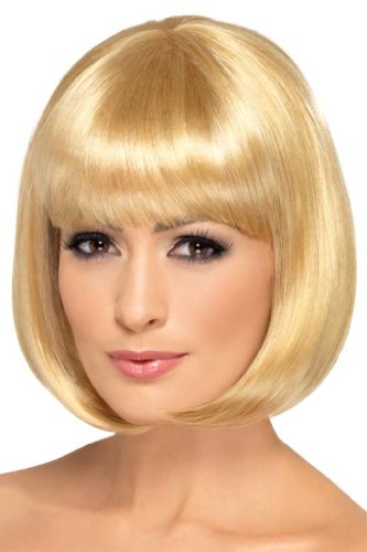 Smiffy's Women's 12inch Short Dark Blonde Bob with Bangs, One Size, Partyrama Wig, 5020570423936