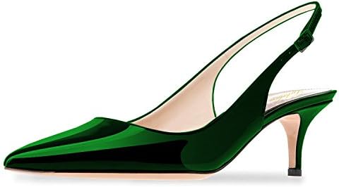 Lutalica Women Casual Pointed Toe Pumps with Slingback Mid Heel Evening Sandals Size 5.5-12 US
